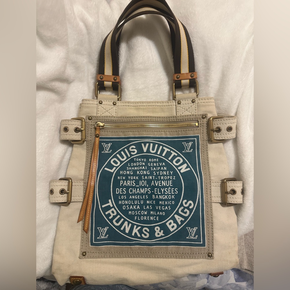 Authentic Louis Vuitton Limited Edition Globe Shopper Canvas Tote Bag